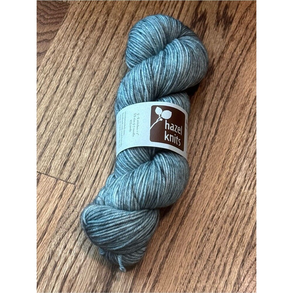 Hazel Knits Hand-Dyed Yarn Steel Blue Gray Lively DK Weight Sea of Tranquility